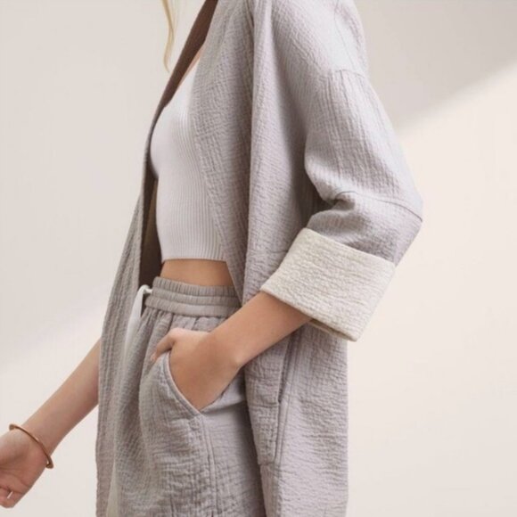 Wilfred / Aritzia "Lenglen" Cotton Gauze Kimono Jacket - Picture 2 of 4